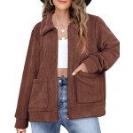 Brown Womens Fleece Jacket Lapel Zip Up Teddy Coat Cropped Winter Outerwear Brown Womens Fleece Jacket Lapel Zip Up Teddy Coat Cropped Winter Outerwear