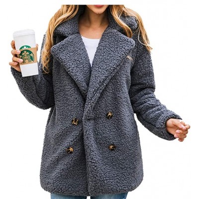 Z-dark Grey Women's Fashion Long Sleeve Lapel Zip Up Faux Shearling Shaggy Oversized Coat Jacket For Warm Winter