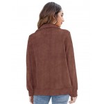Brown Womens Fleece Jacket Lapel Zip Up Teddy Coat Cropped Winter Outerwear Brown Womens Fleece Jacket Lapel Zip Up Teddy Coat Cropped Winter Outerwear