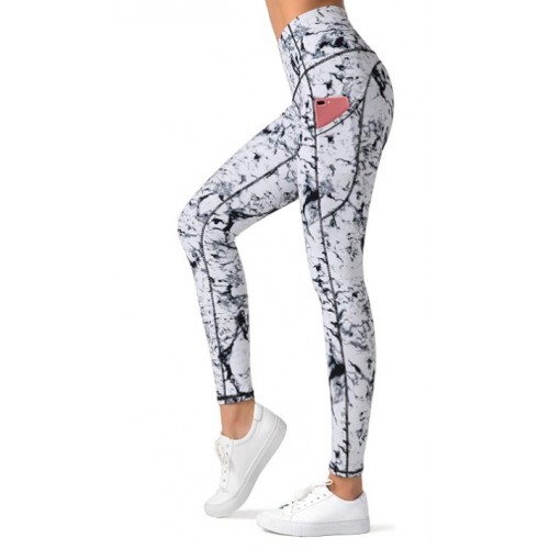 Marble High Waist Yoga Leggings with 3 Pockets,Tummy Control Workout Running 4 Way Stretch Yoga Pants Marble High Waist Yoga Leggings with 3 Pockets,Tummy Control Workout Running 4 Way Stretch Yoga Pants