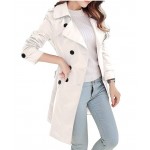 Women's Double-Breasted Trench Coat Classic Lapel Overcoat Slim Outerwear Waterproof Coat with Belt Buckle Women's Double-Breasted Trench Coat Classic Lapel Overcoat Slim Outerwear Waterproof Coat with Belt Buckle