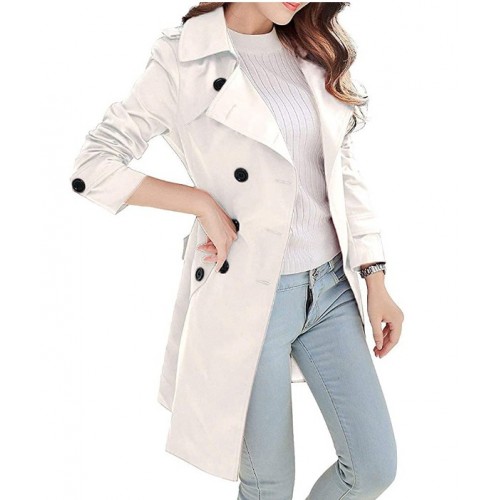 Women's Double-Breasted Trench Coat Classic Lapel Overcoat Slim Outerwear Waterproof Coat with Belt Buckle Women's Double-Breasted Trench Coat Classic Lapel Overcoat Slim Outerwear Waterproof Coat with Belt Buckle