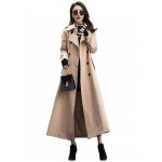 Women's Double Breasted Duster Trench Coat Slim Full Length Maxi Long Overcoat