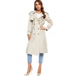 Women's Trench Coat, Double-breasted Rain Coat with Belt 100% Cotton