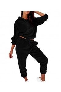 Women's Velour 2 Piece Jogger Sets Hoodies Sweatshirt Long Sweatpants Outfits Sweatsuit